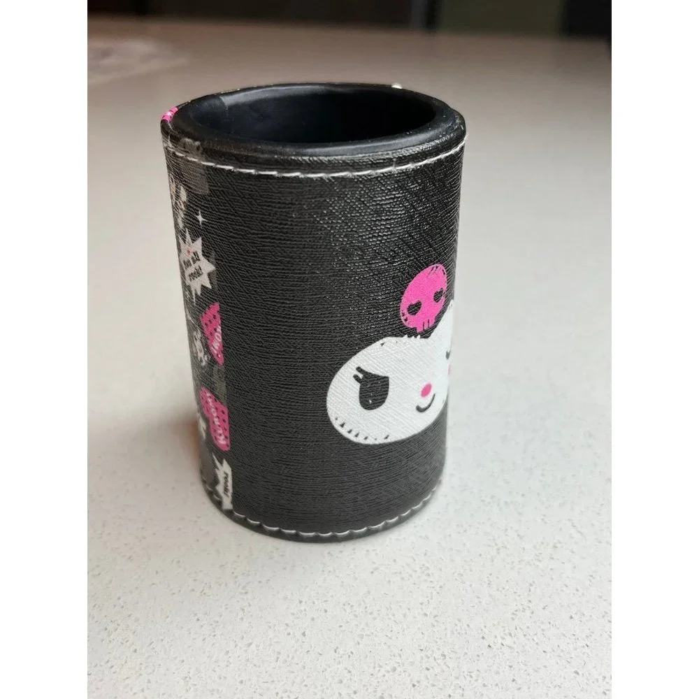 Kuromi Kawaii Brush Holder Desk Organizer Pen Cup Hello Kitty Faux Leather Round